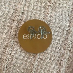 NWT. ESPACIO Pop Up Shop - lightweight aqua acrylic knot earrings